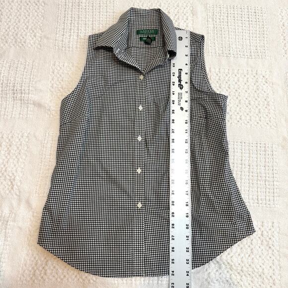 Lauren Ralph Lauren petite P/M medium B&W check button front top TS 2671 - Picture 4 of 8